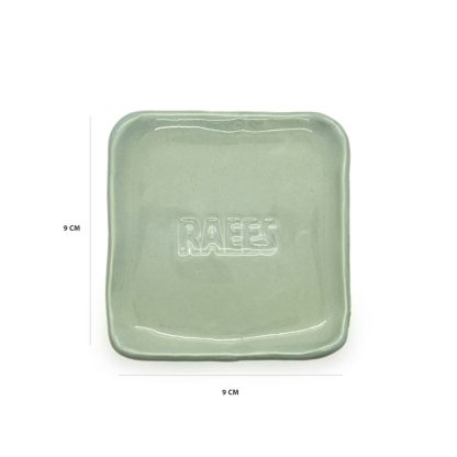 Handmade ceramic coaster in blue-green color - Image 2